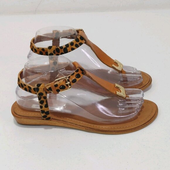 Diane von Furstenberg Dion Cheetah Leather Thong Sandals Women's Size 7 - Picture 8 of 11